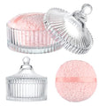 Extra Large Body Powder Puff and Container - Vintage Glass Dusting Powder Container with Soft Puff for Women & Girls (5.9x5.9x5.9 IN)-GRB010-Transparent