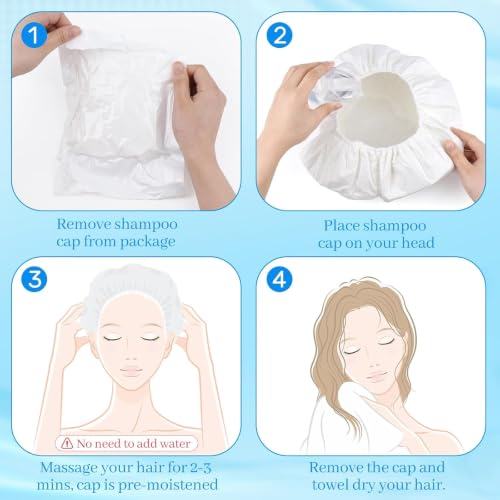 12 Pack Waterless Shampoo Caps No Rinse Hair Wash for Bedridden & Travel Use - Variation of THIS listing