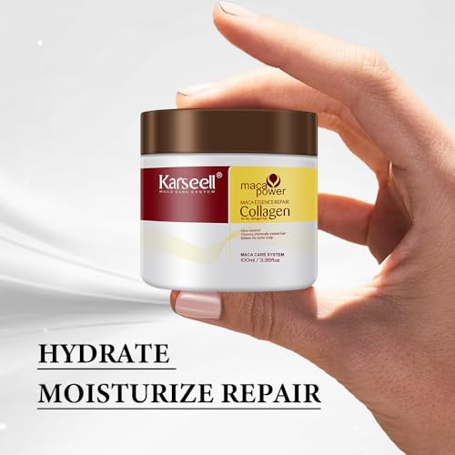 Karseell 3.38floz 100ml Collagen Hair Treatment Deep Repair Conditioning Argan Oil Collagen Hair Mask Essence for Dry Damaged Hair All Hair Types