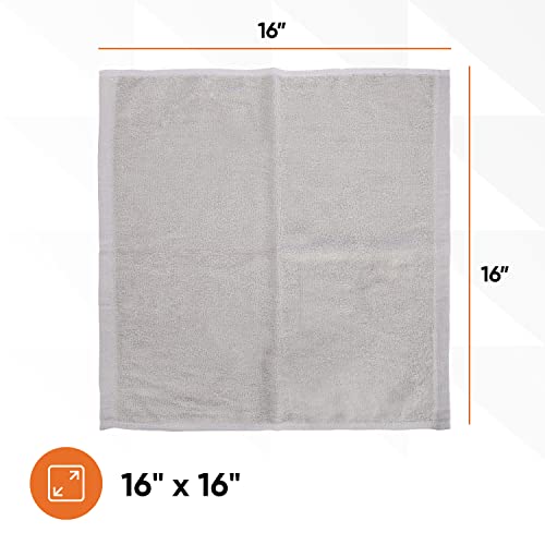 Grey Cotton Washcloths 16x16 Inches - Multi-Purpose Cleaning & Spa Towels (12 Pack)