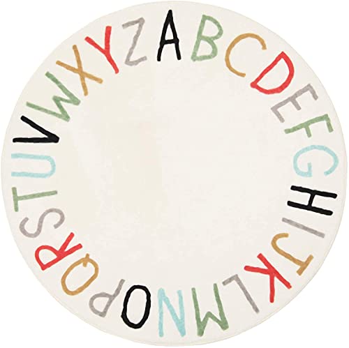 Round ABC Area Rug 71 Inch Multi Color Kids Playroom Floor Carpet - Variation of THIS listing