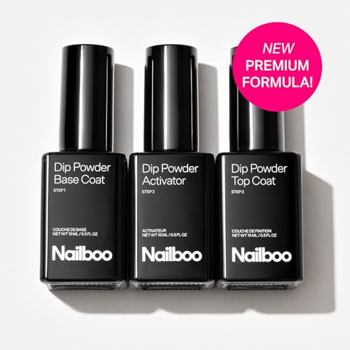Nailboo Dip Powder Liquid Set with Base Top Coat & Activator - Long-Lasting Manicure Kit