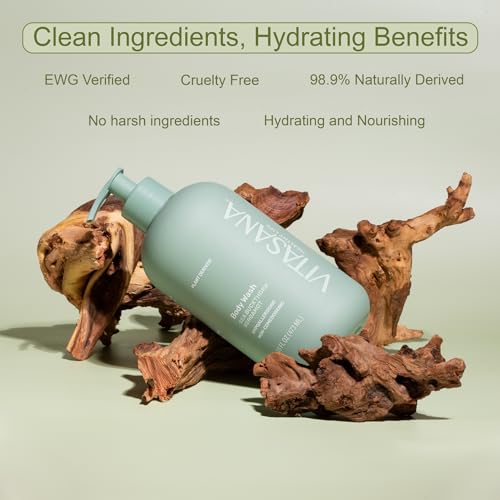 Vitasana Natural Body Wash for Sensitive Skin - Sea Buckthorn & Bergamot, 16 oz - Hypoallergenic, Plant-Derived, EWG Verified, Paraben & Sulfate-Free, Cruelty-Free