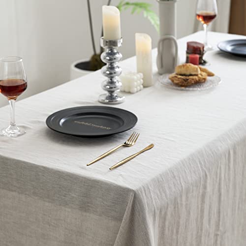 Everly Natural Linen Rectangle Tablecloth 132" x 60" for Dining & Events