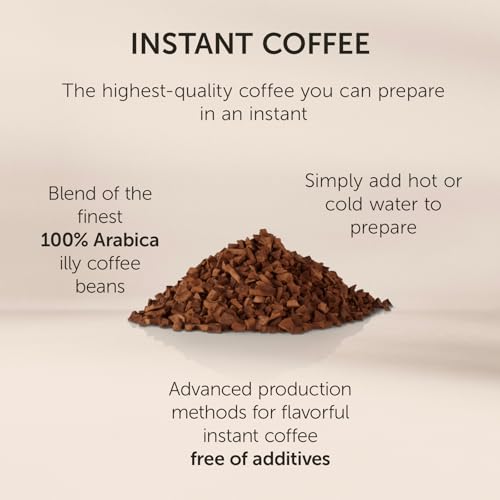 Illy Instant Coffee Intenso Dark Roast 3.3oz Pack of 6 - Bold Arabica Coffee