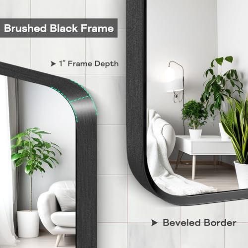 Rectangle Bathroom Mirror 36"L x 30"W Black Framed Vanity Mirror - Matte Black Variation