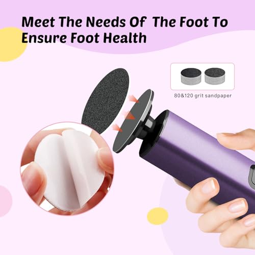 Dolcevitae Deep Lavender Professional Foot Callus Remover 9-Speed, Nano Glass Disc, Rechargeable with Discs & Case