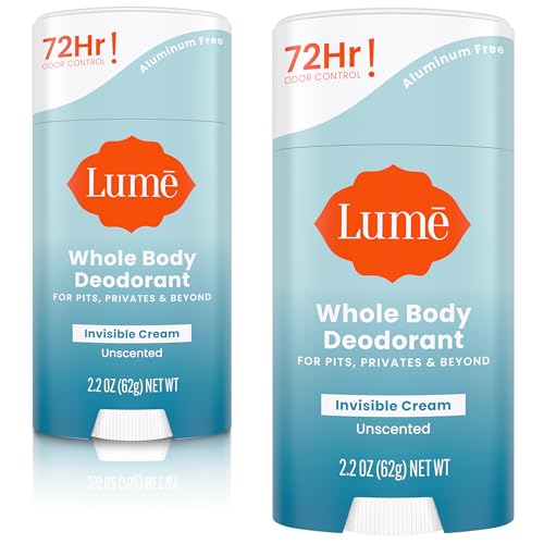 Lume Whole Body Deodorant Cream Stick Unscented - 2.2 oz, Pack of 2