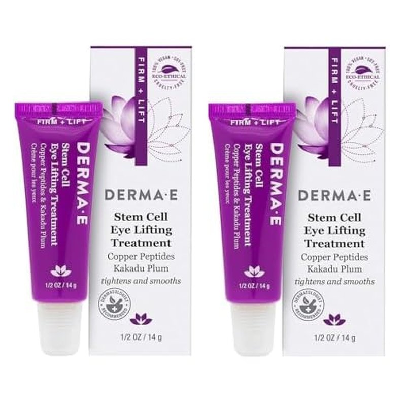 Derma E Stem Cell Lifting Eye Treatment ? Multi Action Firming and Tightening Under Eye and Upper Eyelid Cream - Hydrating and Revitalizing Moisturizer, 0.5oz - Pack of 2