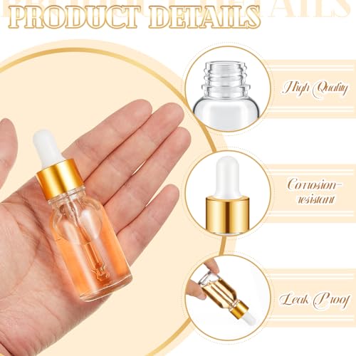 Mini Glass Oil Dropper Bottles Set 15ml Champagne Gold - 200 Pack