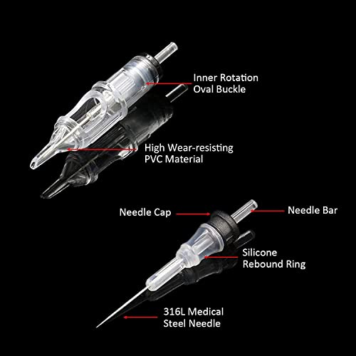 Emalla Tattoo Cartridge Needles 100Pcs Mixed #12 Round Liner Shader