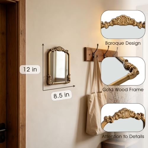 Vintage Small Vanity Mirror with Stand - Gold 12L x 8.5W Antique Table Desk Mirror