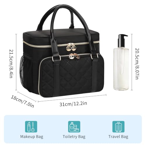 Travel Toiletry Bag for Women Girls - Large Waterproof Makeup Organizer - Black / Standard