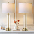 Glass Table Lamps Set of 2 - Modern Gold Dimmable Bedside Lamps with USB Charging - Variation of Gold