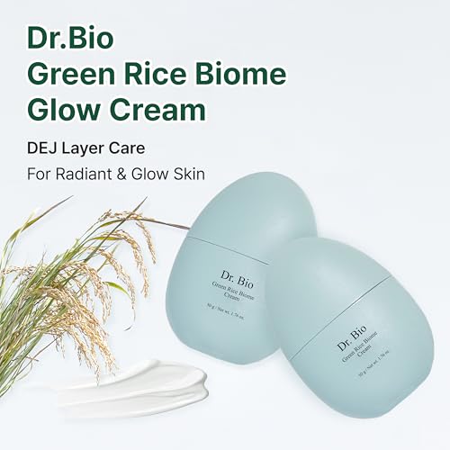 Green Rice Biome Cream (1.69 fl.oz) with Probiotic, Vegan Moisturiser, Reduce Dark Spot, Treat Hyperpigmentation & Blemish, Radiant Skin, Skin Barrier Care, Fragrance-Free, Korean Skincare