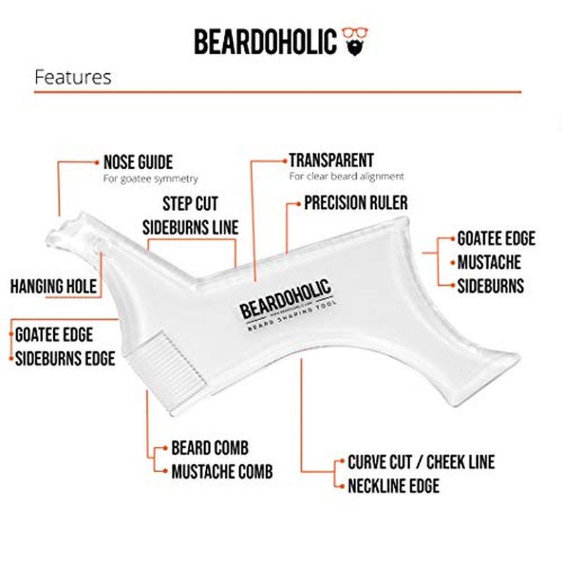 Beardoholic Beard Comb and Shaping Tool Set ? 100% Pearwood ? Anti-Static, Eliminates Tangles, Ingrown Hairs, Dandruff ? Achieve Perfectly Precise Lines and Any Beard Shape ? Style Beard With Ease