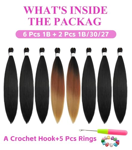 Pre Stretched Braiding Hair 20 Inch Ombre & Black Set for Knotless Box & Goddess Braids
