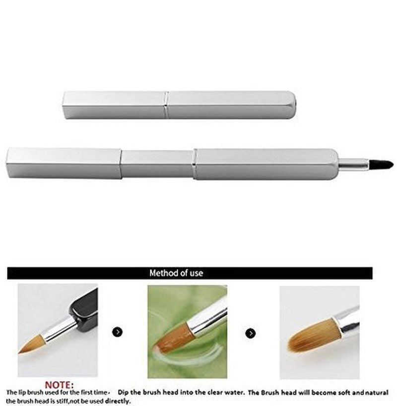 Exquisite Professional Lip Brush Applicators-Retractable Lipstick Brushes- Lipstick Gloss Makeup Brush Tool For Women and Girls (Silver)