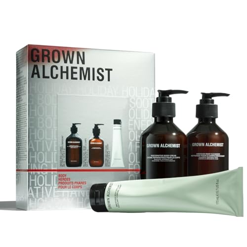 Grown Alchemist Body Care Set - Exfoliant, Cleanser & Moisturizer for Skin Rejuvenation