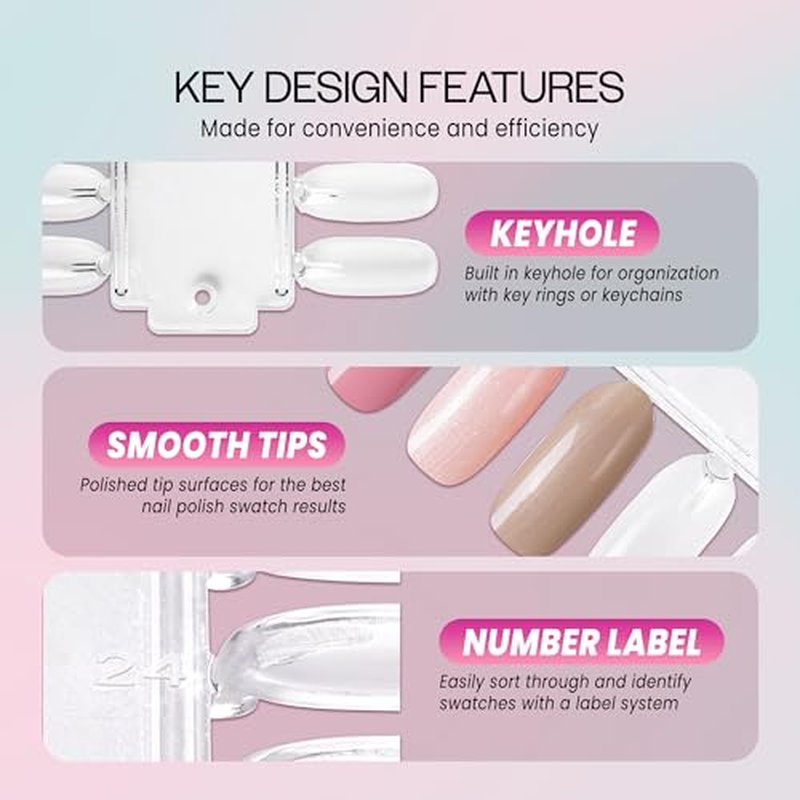 10 Palettes Beauticom 36 Nail Tips Display Board for Nail Art Design Pattern Practice and Swatch Nail Polish Colors (36 Tips Palette (Clear), 10 Pieces)