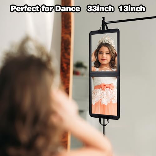 LPHUMEX Foldable Full Length Dance Mirror ? 33¡± Portable Shatterproof Hanging Mirror, Folding Full Length Travel Mirror for Dancing, Camping, Dance Competition Must Haves