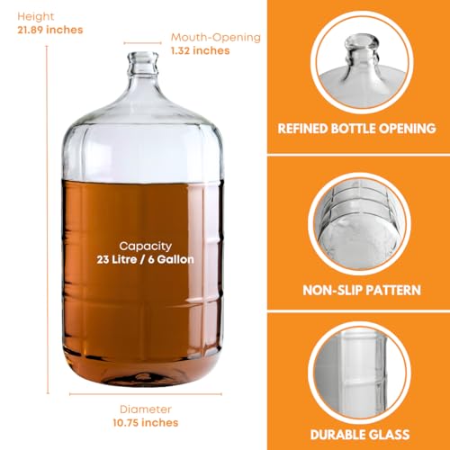 6 Gallon Glass Carboy for Wine & Beer Fermentation - Italian Clear Fermenter