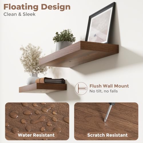 55 Inch Floating Shelves for Wall 2 Pack, 8"D Wood Grain Bathroom