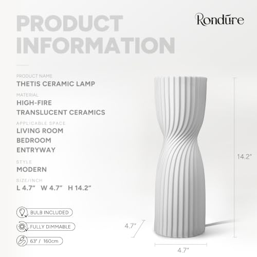 Thetis Handcrafted Ceramic Table Lamp - Modern Decorative Bedside & Living Room Light