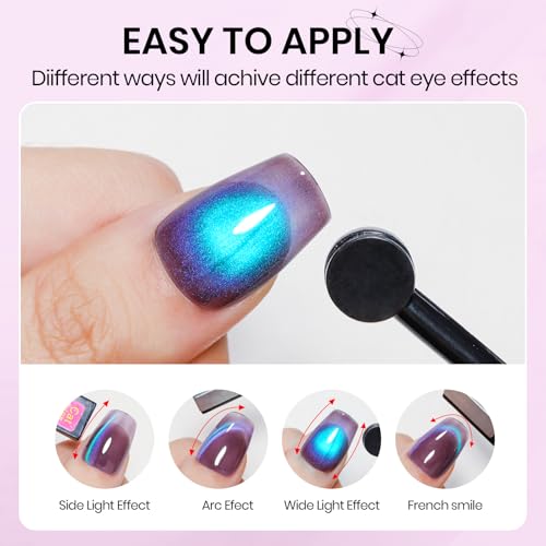 Magnetic Nail Polish Gel Set - 12 Vibrant Cat Eye Colors with Magnet for Mesmerizing 3D Effects