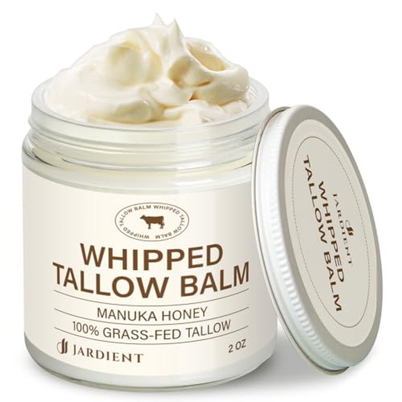 Beef Tallow Honey Balm for Skin: 100% Grass-Fed Beef Tallow Moisturizer For Face and Body - Organic Moisturizer Cream with Olive Oil Manuka Honey for Eczema and Dry Skin 2OZ