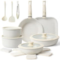 20PCS Non-Stick Ceramic Cookware Set with Detachable Handles - Oven & Induction Compatible