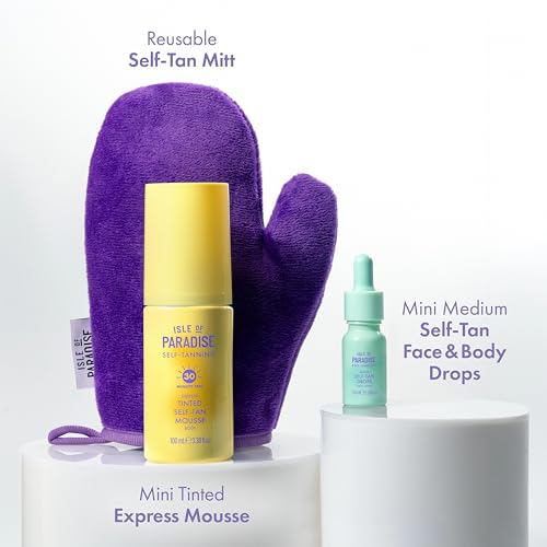 Self-Tanning Set with Mousse, Face & Body Drops, Reusable Mitt – Bronzed Glow