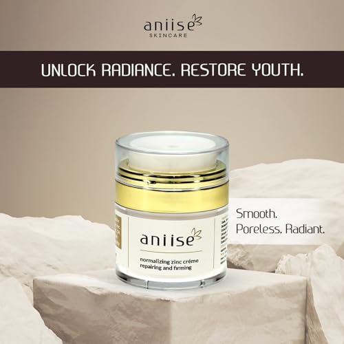 Aniise Normalizing Zinc Face Cream ? Oil Control & Acne Support ? Hydrating & Firming Skin Care with Zinc Oxide, Aloe Vera, Shea Butter & Avocado Oil ? Vegan, Cruelty-Free ? 1 oz