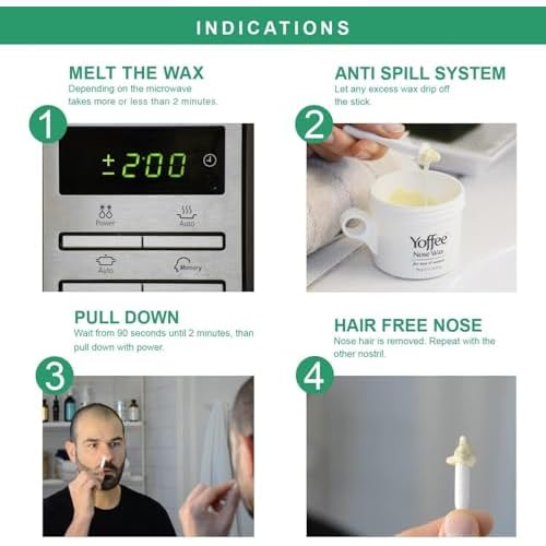 Original Yoffee Nose Wax Kit Men & Women - Natural Bio-Beeswax & Aloe Vera Made Nose Waxing Kit for Men - Nose Hair Wax - Nostril Waxing kit - 10 Reusable Nose Wax Sticks - Easy, Quick & Painless