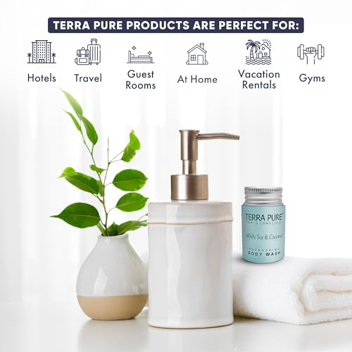 Travel Size Body Wash 1 oz Pack of 100 - White Tea & Coconut Hotel Toiletries
