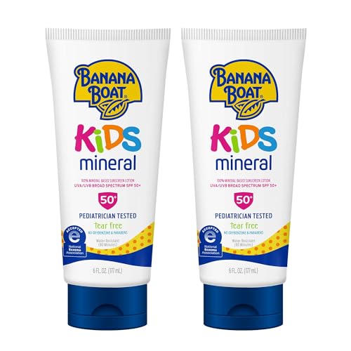 Kids Mineral Sunscreen Lotion SPF 50 Pack of 2 - Gentle, Water-Resistant Formula
