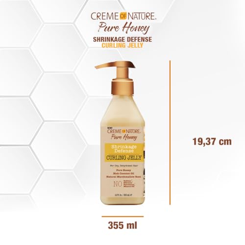 Creme of Nature Curling Jelly 12oz - Pure Honey, Coconut Oil & Shea Butter, Shrinkage Defense