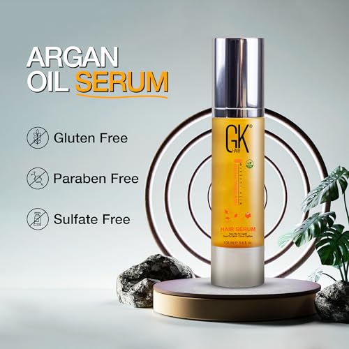 GK Hair Argan Oil Hair Serum 3.4 Fl Oz for Frizz & Damaged Hair - Nourishing & Smoothing