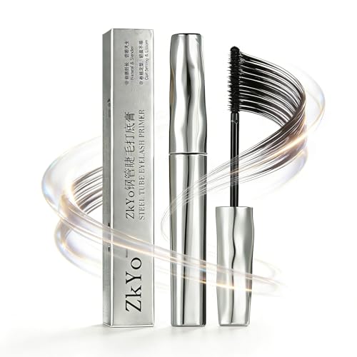 ZkYo Steel Tube Eyelash Primer, Waterproof & Smudge Proof Eyelash Primer Base Coat for Voluminous, Long Curling Lashes, Clump-Free and Flake-Resistant Formula (1pc)