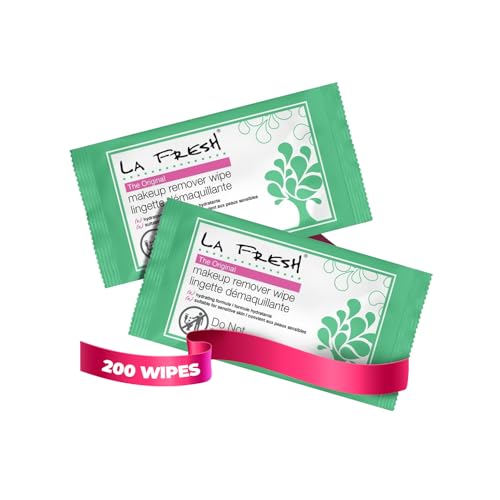 LA Fresh Makeup Remover Wipes with Vitamin E - Make up Remover for Face, Eyes, Lips - Face Travel Essentials - Case of 200ct Makeup Wipes