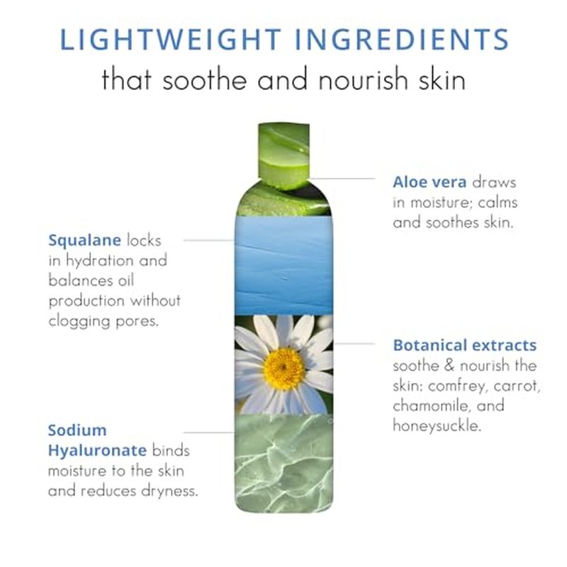 Almond Clear Soothing Daily Moisturizer | Lightweight Hydrating Moisturizer for Acne-Prone Skin on Face and Body | Mandelic Acid, Aloe Vera, Squalane, Hyaluronic Acid & Botanical Extracts | 6.7 oz