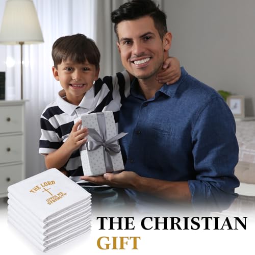 White Christian Gifts for Men & Women - 10 Pcs 12 Inch Embroidered Towels, Hillsuren