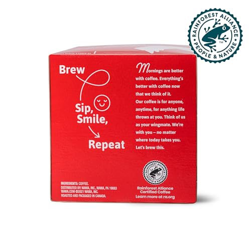 Wawa Mild Roast Coffee Pods - Unflavored, 6 Boxes (72 Pods) - Responsibly Sourced Single Serve Coffee