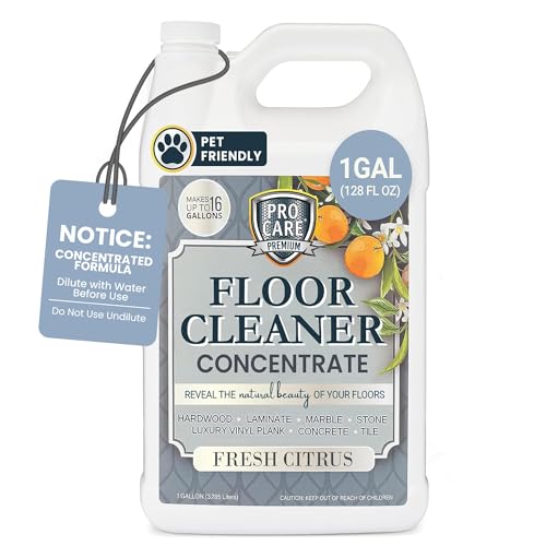 ProCare Citrus Floor Cleaner Concentrate 128 Fl Oz - Streak-Free Multi-Surface Cleaner