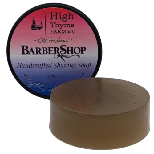 Old-Fashioned Barbershop Shaving Soap Puck - 4 Ounce Bar of Bay Rum, Sandalwood, and Patchouli Soap for Shaving - 3" Shave Soap Puck