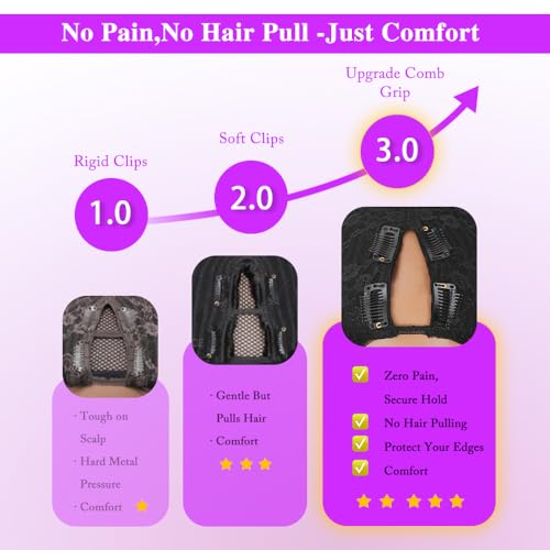 Larhali V Part Curly Bob Wig 250% Density 14 inch U Part Glueless Drawstring No Leave Out