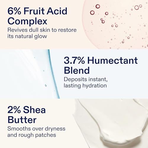 AHA/BHA Body Cream with Fruit Extracts - Exfoliating Moisturizer for Radiance - Vegan Cruelty-Free - 10 oz