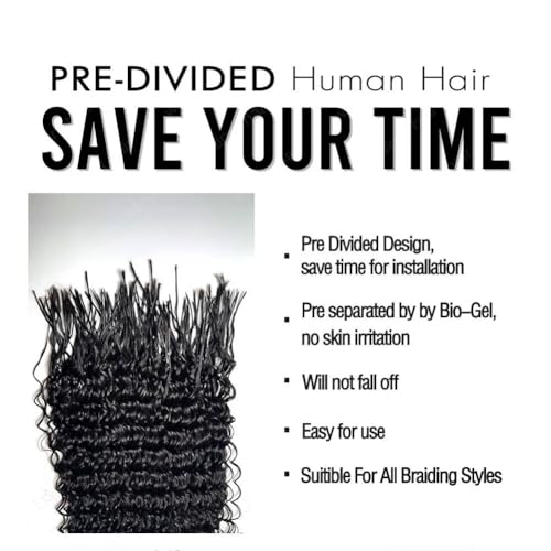 Pre Divided Human Hair Bundles for Boho Braids Deep Wave 20 Inch / 160 Roots 50g