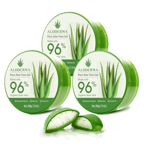 Aloe Vera Gel 96% Organic Multipurpose Face & Hair Moisturizer - 3 Pack, 7oz - Variation 3