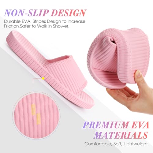 Non Slip Shower Slides for Women & Men - Lightweight Pool & Spa Slippers - 6.5-7 Women / 5-5.5 Men - Light Variation